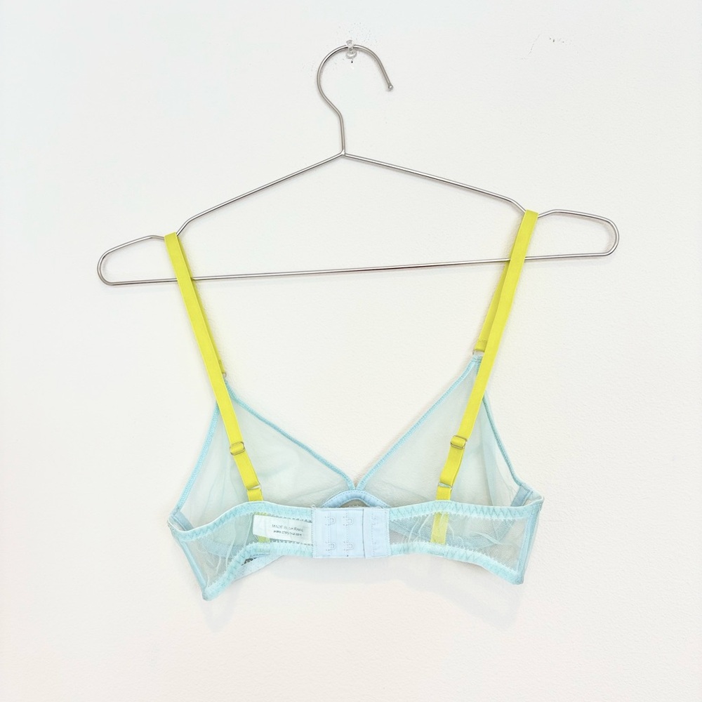 zhilyova mesh bra - triangle sheer with chartreuse straps - 34B - EUC - Picture 3 of 8